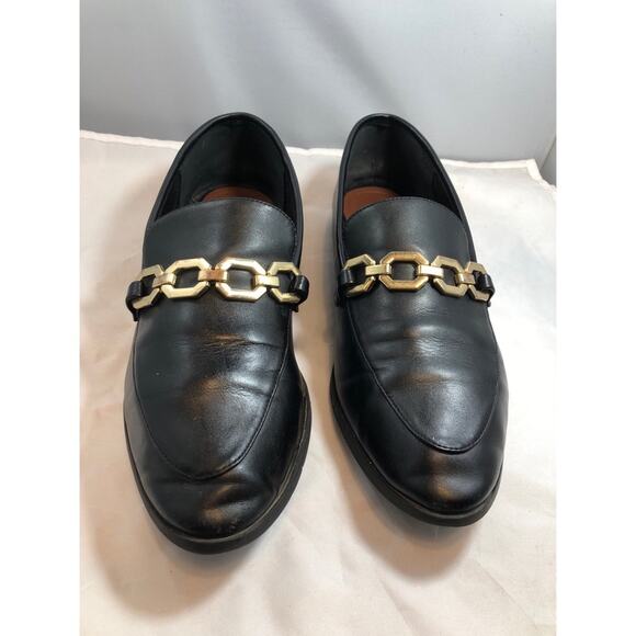 H&M Black Loafers with Gold Chain Detail - Picture 2 of 8